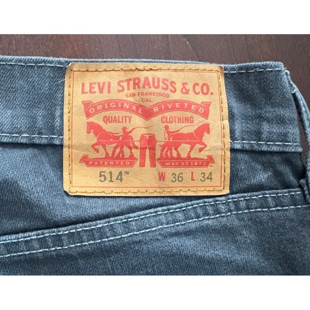 Levi’s 514 Straight Fit Straight Leg Gray Stretch Jeans Men’s 36 x 34